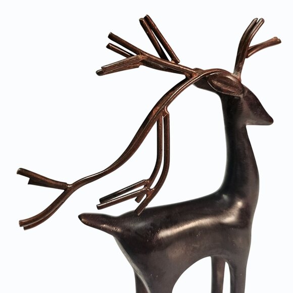 Metal Abstract Deer/Reindeer Brown Bronze Color Figure Statue 8 1/2" x 5 1/2" - Picture 5 of 11